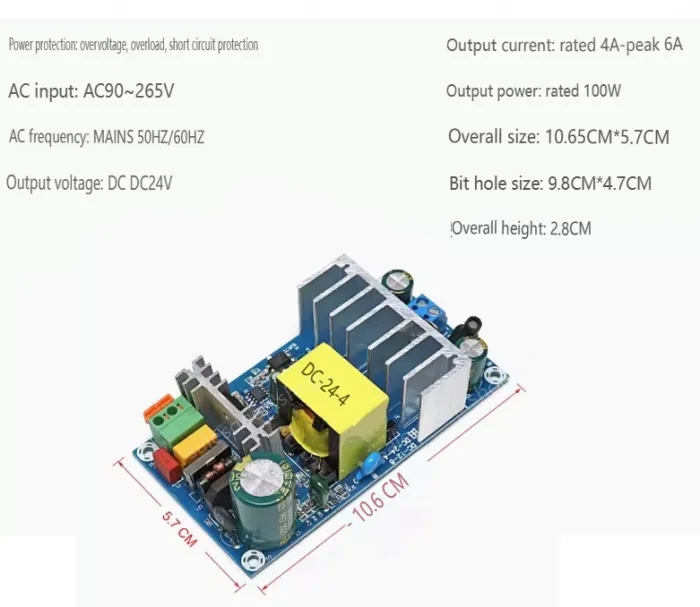 AC-DC buck module: 220V to 24V 4A isolating switching power supply module