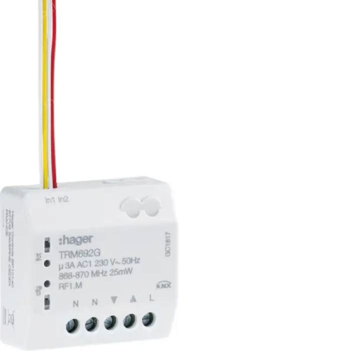 Module 1 flush mounted output 3A for shutters or blinds + 2 inputs, KNX radio